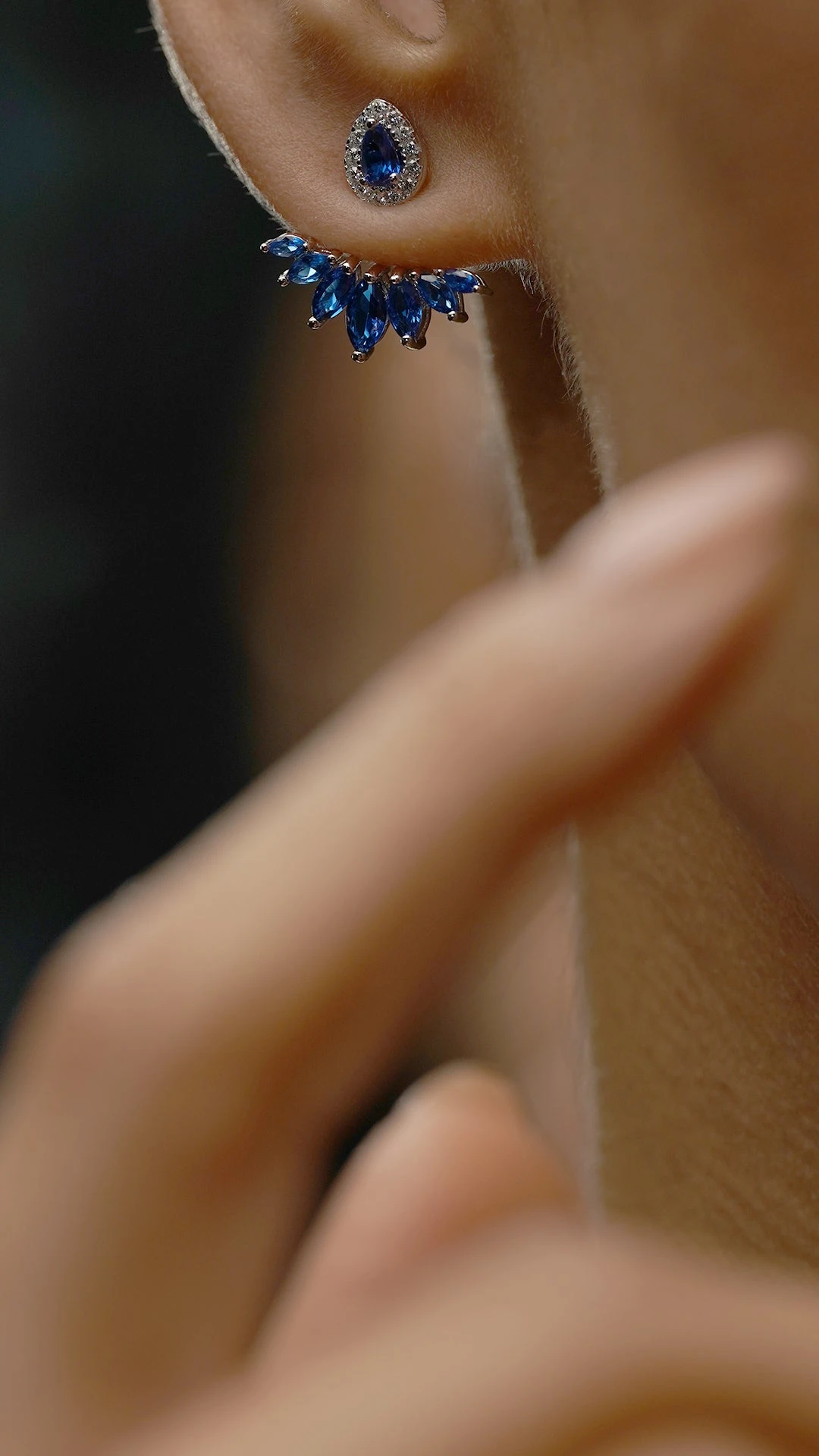 Suriya Sapphire Ear Jackets White Gold Plated 4 Suriya Sapphire Ear Jackets White Gold Plated - Image 2