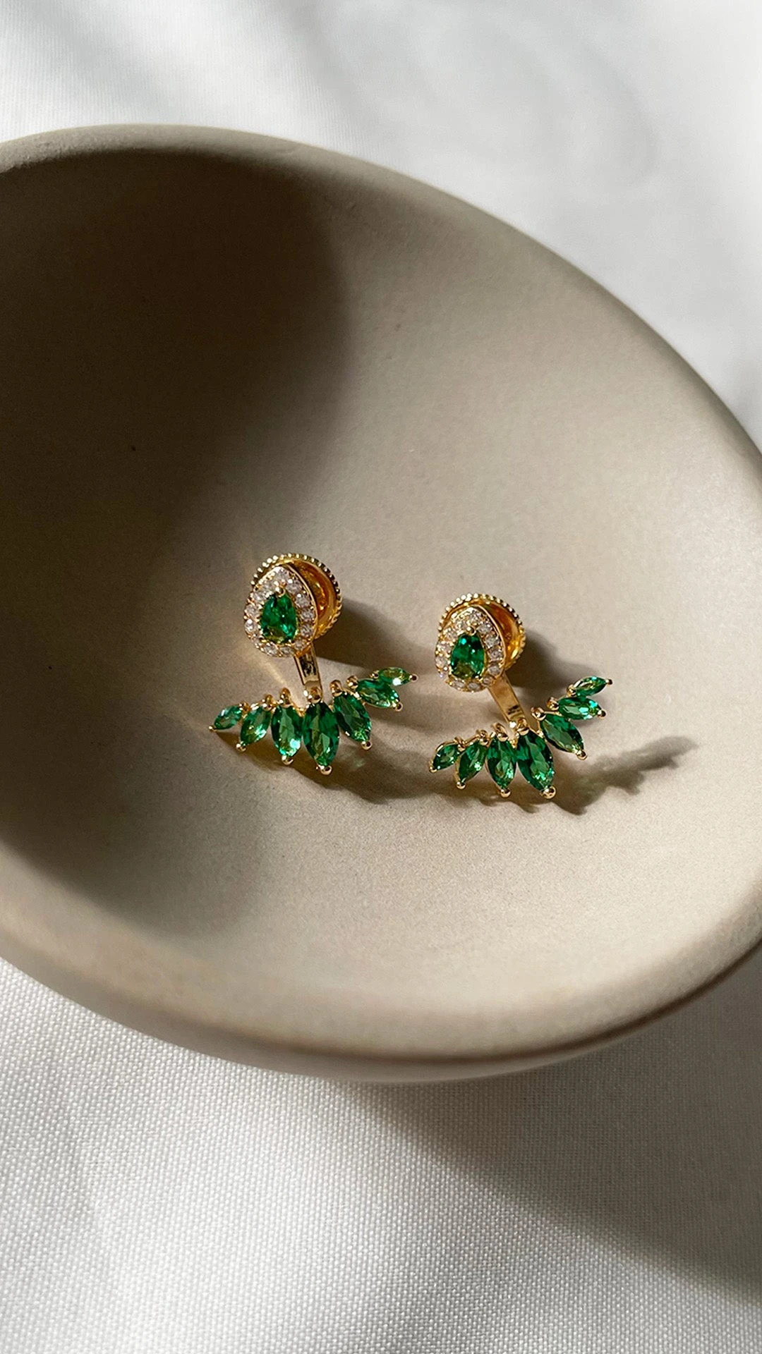 Suriya Emerald Ear Jackets 18K Gold Vermeil 4 Suriya Emerald Ear Jackets 18K Gold Vermeil - Image 2