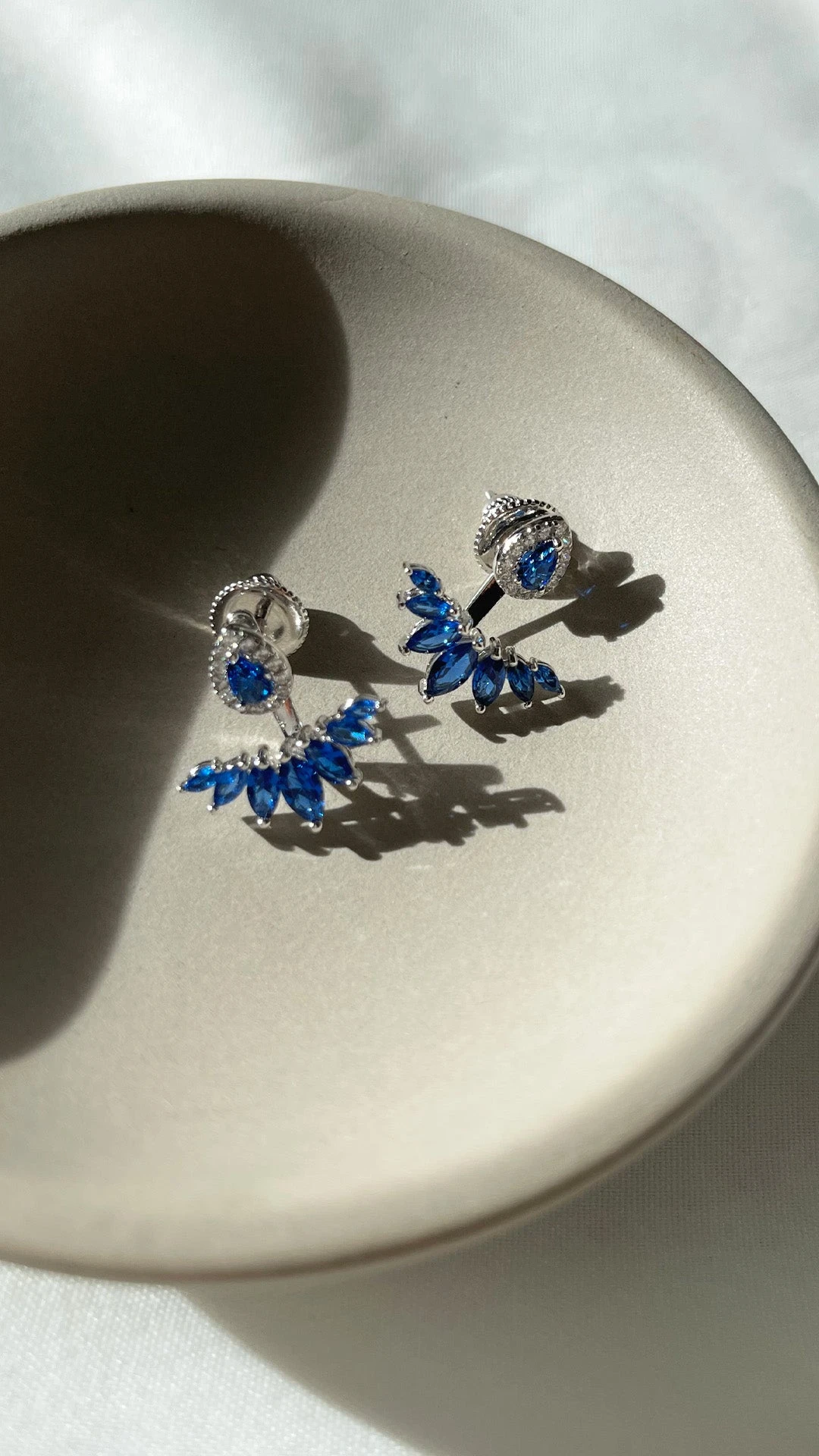 Suriya Sapphire Ear Jackets White Gold Plated 3 Suriya Sapphire Ear Jackets White Gold Plated