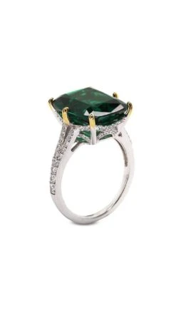 Tatum Emerald Cocktail Ring White Gold Plated -Lustre Jewelry Shop TATUM EMERALD FLANDERS COCKTAIL RING 89ds