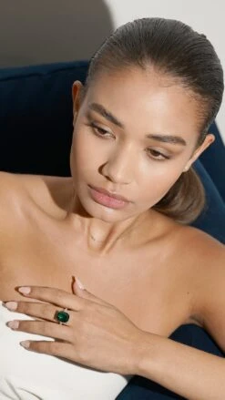 Tatum Emerald Cocktail Ring White Gold Plated -Lustre Jewelry Shop Tatum Emerald Flanders Cocktail Ring 89dkdj