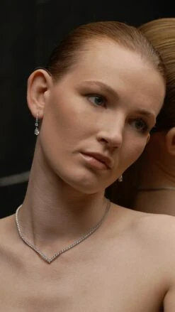 Thea Drop Pear White Gold Plated -Lustre Jewelry Shop Thea Drop PEAR Silver VEE 8787S