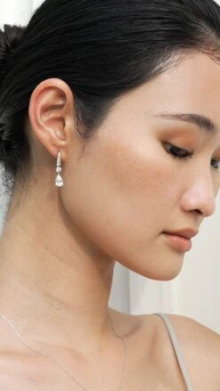 Thea Drop Pear White Gold Plated -Lustre Jewelry Shop Thea Drop Pear Silver HD77AA