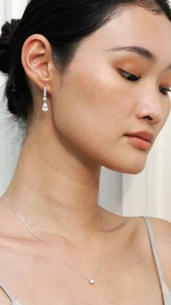 Thea Drop Pear White Gold Plated -Lustre Jewelry Shop Thea Drop Pear Silver JD7S7S