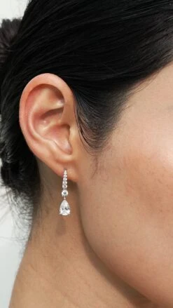 Thea Drop Pear White Gold Plated -Lustre Jewelry Shop Thea Drop Pear Silver JDDJHSH