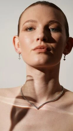 Thea Drop Princess White Gold Plated 23 Thea Drop Princess White Gold Plated -Lustre Jewelry Shop Thea Drop Princess Silver VEE 8778S