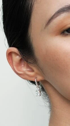 Thea Drop Oval White Gold Plated -Lustre Jewelry Shop TheaDropOvalSilverHDLA