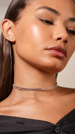 Thela Choker Necklace White Gold Plated -Lustre Jewelry Shop Thela Choker Necklace White Gold Plated UIOD78