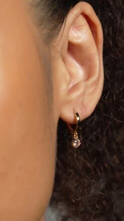 Tilda Hoops Morganite 18K Gold Vermeil -Lustre Jewelry Shop Tilda Hoop Morganite Gold Vermeil 33223