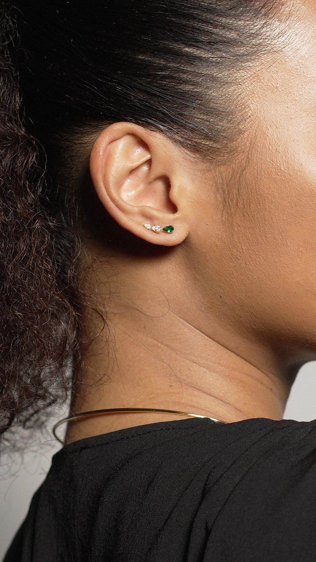 Toluda Ear Climber Emerald Gold Vermeil 15 Toluda Ear Climber Emerald Gold Vermeil - Image 13