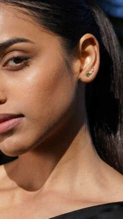 Toluda Ear Climber Emerald Gold Vermeil 19 Toluda Ear Climber Emerald Gold Vermeil -Lustre Jewelry Shop Toluda Ear Climber Emerald Gold Vermeil 89WSKJ2