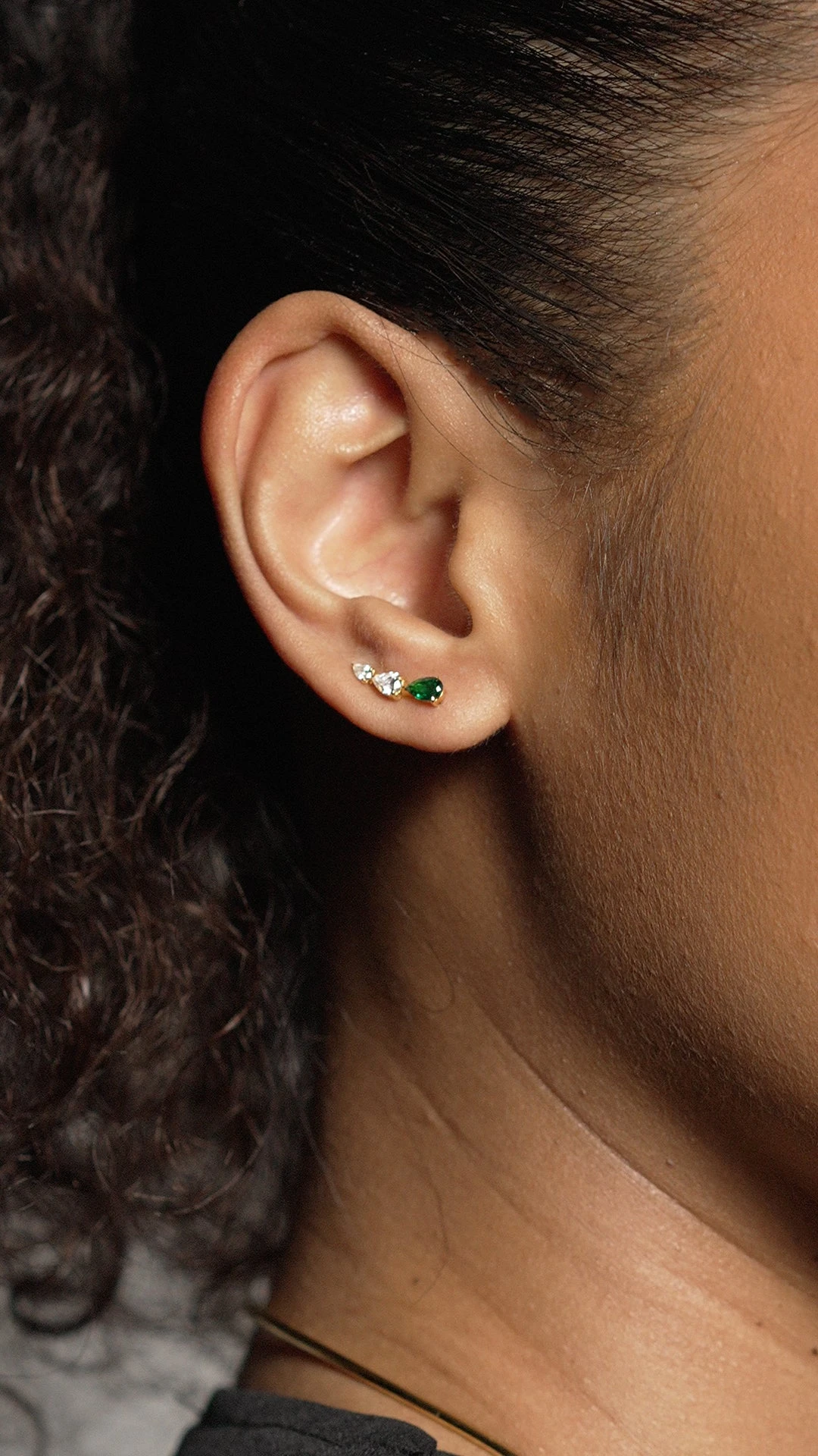 Toluda Ear Climber Emerald Gold Vermeil 3 Toluda Ear Climber Emerald Gold Vermeil