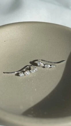 Toluda Ear Climber White Gold Plated -Lustre Jewelry Shop ToludaEarClimber White