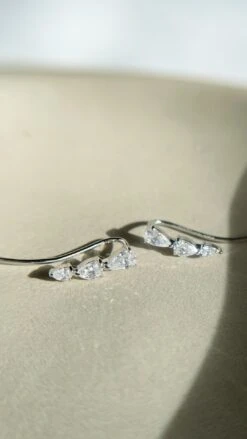 Toluda Ear Climber White Gold Plated -Lustre Jewelry Shop ToludaEarClimber White 2