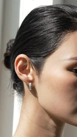 Waverly Princess Hoops White Gold Plated -Lustre Jewelry Shop WAVERLY PRINCESS BEZEL HOOPS SILVER D88DSS