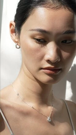 Emile Necklace White Gold Plated 19 Emile Necklace White Gold Plated -Lustre Jewelry Shop WAVERLY PRINCESS BEZEL HOOPS SILVER D9D9S d253ec08 94d7 4c4b b7e7 362c72a61e0e