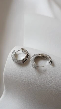 Walden Hoops White Gold Plated -Lustre Jewelry Shop Walden Hoops White Gold Plated IO8S