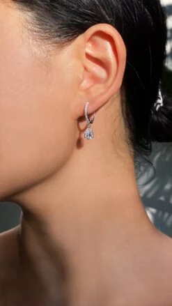 Walton Pear Microset Hoops In White Gold -Lustre Jewelry Shop Walton Pear Microset Hoops in White Gold 8899