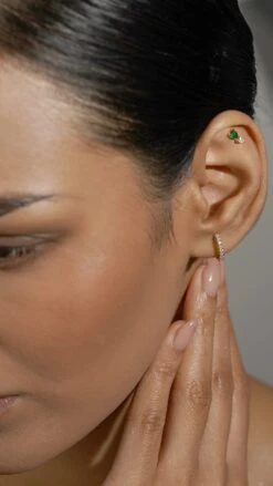 Zeta Studs Emerald 18K Gold Vermeil -Lustre Jewelry Shop ZETA BABY HOOP 88SHA