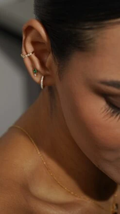 Zeta Studs Emerald 18K Gold Vermeil -Lustre Jewelry Shop ZETA BABY HOOP DENIZ KKSSAA 29f93ce0 e0c0 4980 aaf5 424fdd5588d7