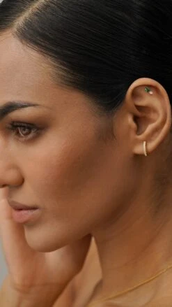 Zeta Studs Emerald 18K Gold Vermeil -Lustre Jewelry Shop ZETA BABY HOOP KKDSS